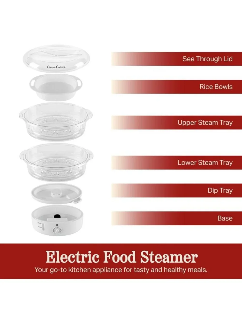 2-Tier Vegetable Steamer & Rice Cooker - Efficient, Compact Kitchen Appliance